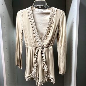 Tobi Beige Crochet Romper
